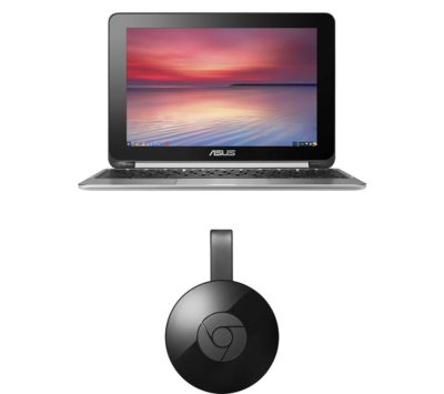 ASUS C100PA 10.1 Chromebook Flip & Chromecast Bundle - Silver ASUS C100PA 10.1 Chromebook Flip & Chromecast Bundle - Silver